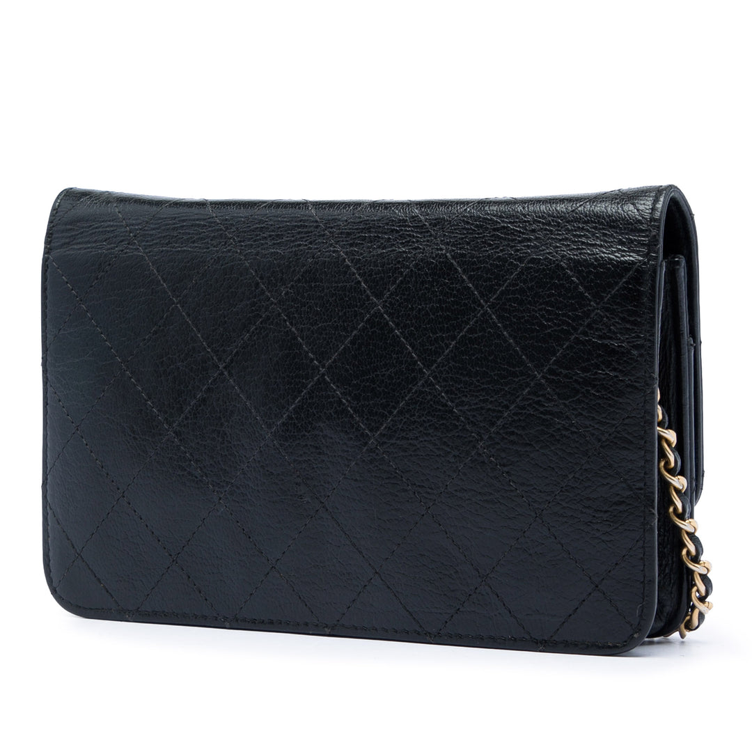 Chanel Surpiqué Cuir de chèvre Golden CC Wallet on Chain