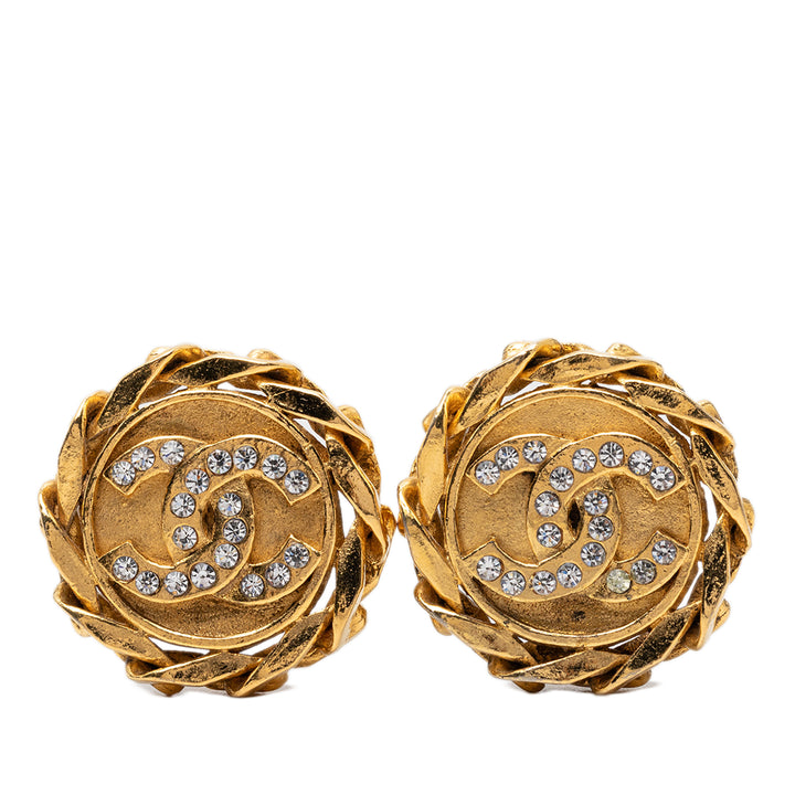 Chanel CC plaqué Strass À clip Boucles d'oreilles Métal