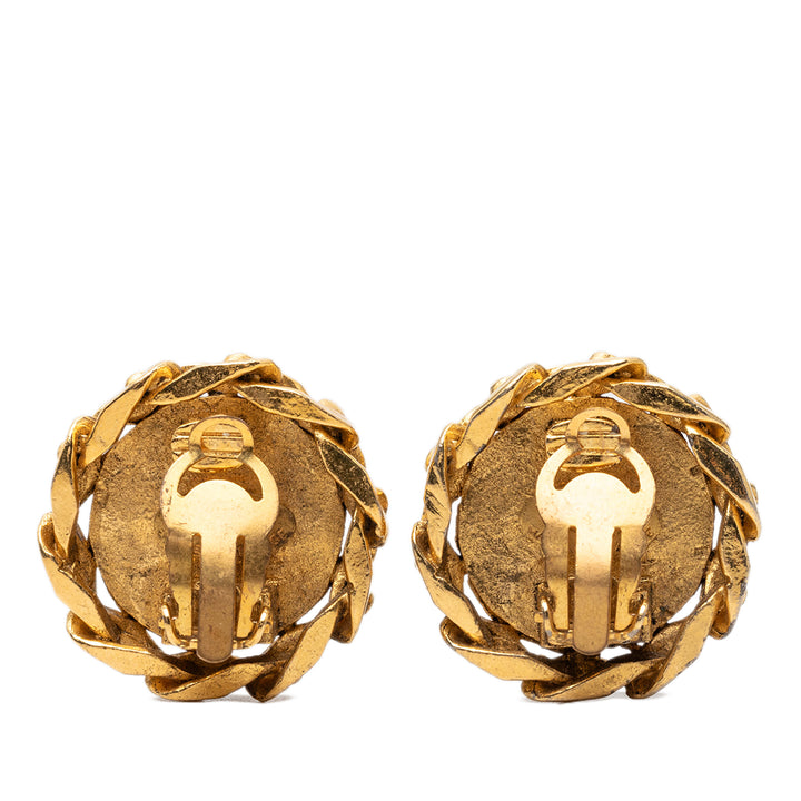 Chanel CC plaqué Strass À clip Boucles d'oreilles Métal