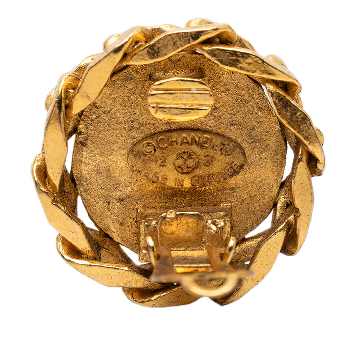 Chanel CC plaqué Strass À clip Boucles d'oreilles Métal