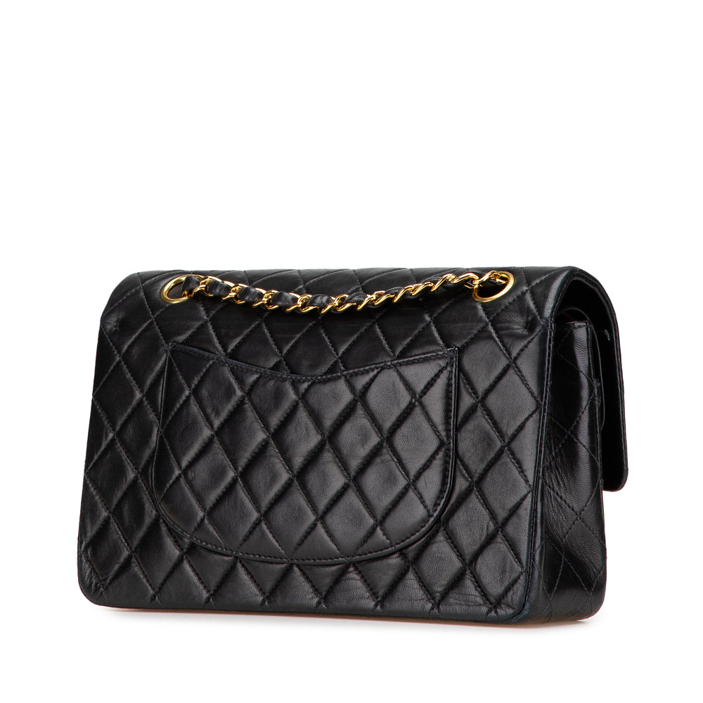 Medium Classic Lambskin Double Flap Black - Gaby Paris