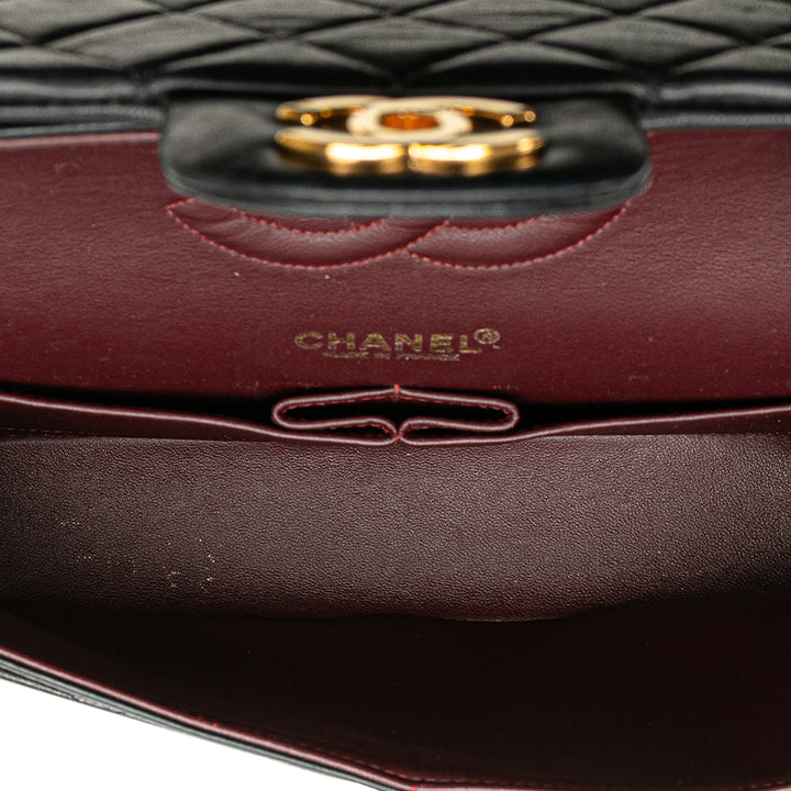 Medium Classic Lambskin Double Flap Black - Gaby Paris