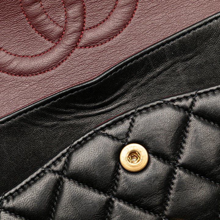 Medium Classic Lambskin Double Flap Black - Gaby Paris