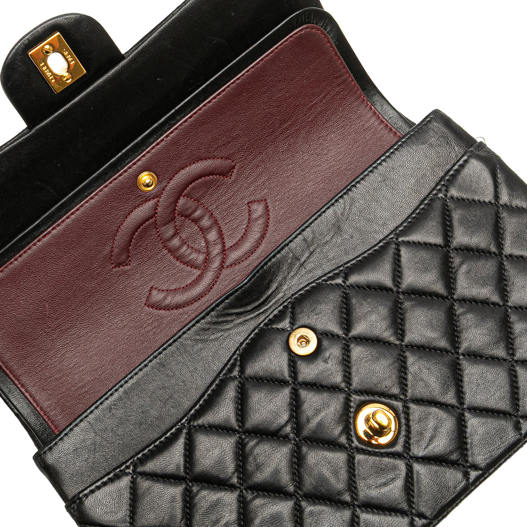 Medium Classic Lambskin Double Flap Black - Gaby Paris