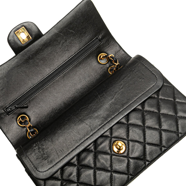 Medium Classic Lambskin Double Flap Black - Gaby Paris