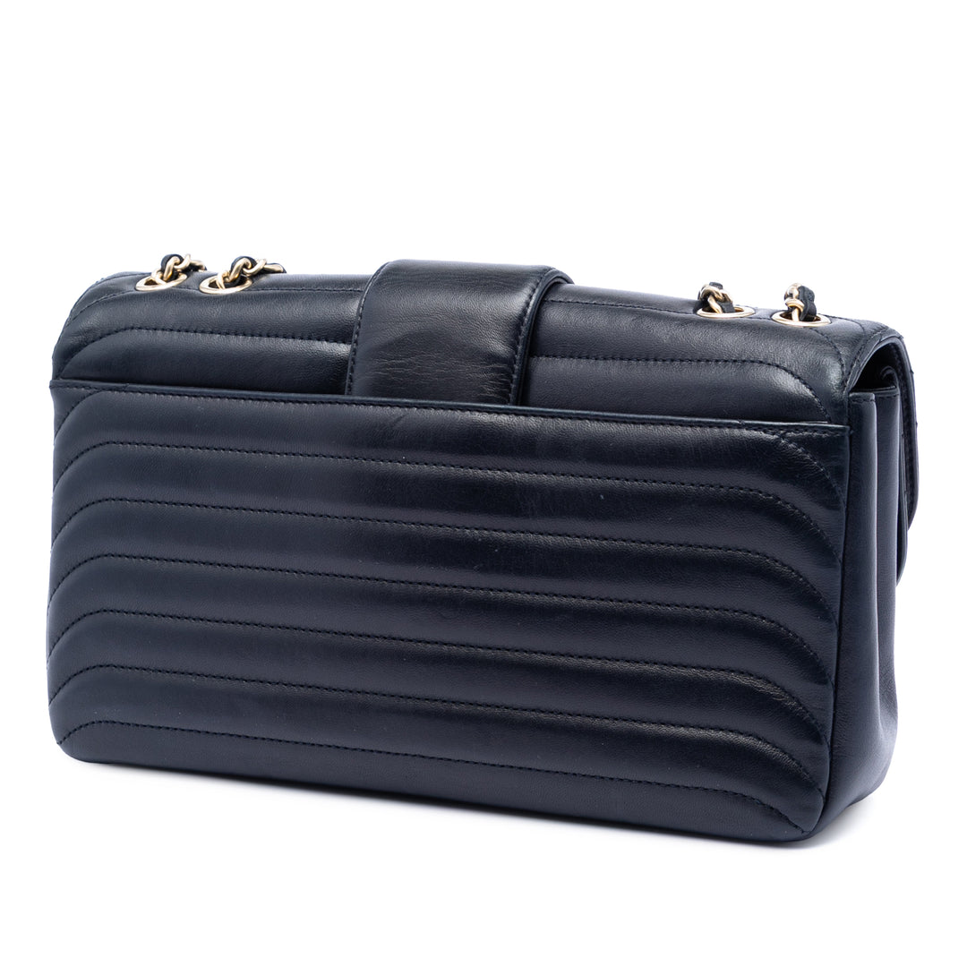 Chanel CC Horizontal Matelassé Cuir d’agneau Double rabat