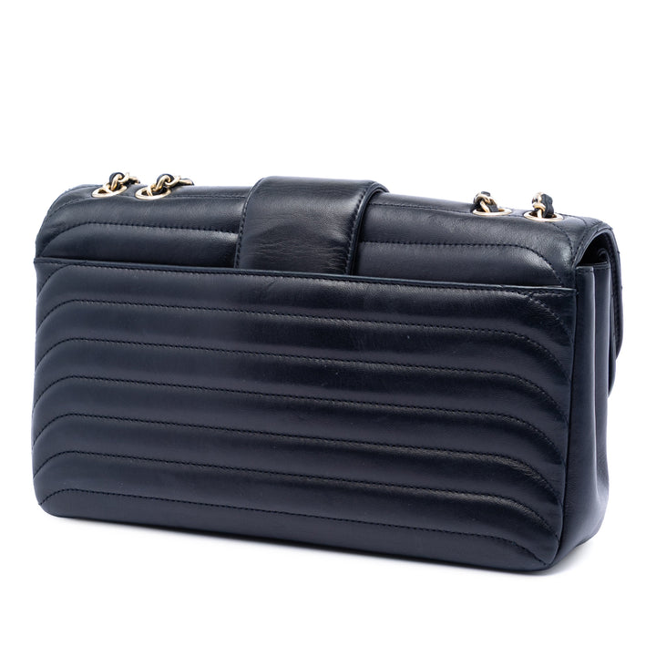 Chanel CC Horizontal Matelassé Cuir d’agneau Double rabat