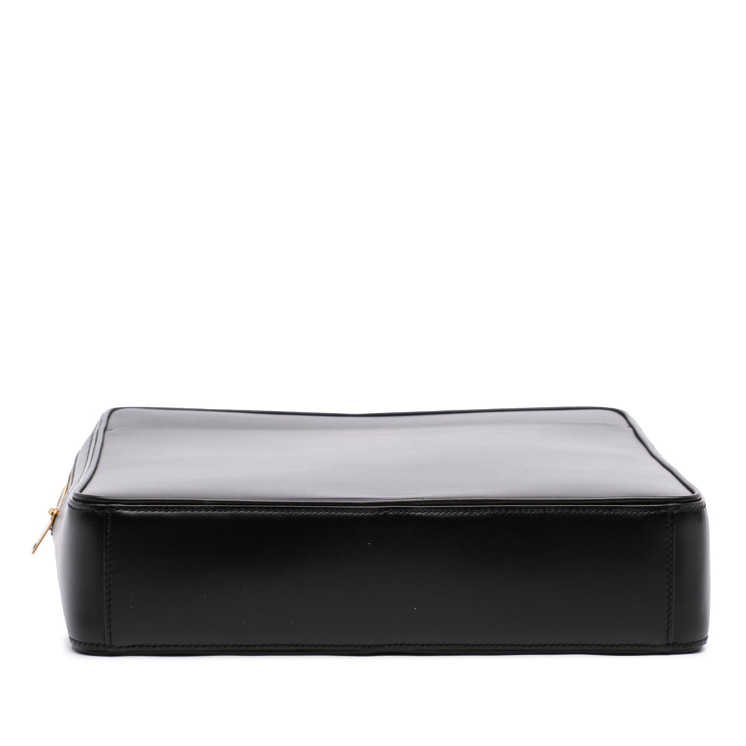 Étui Sac Grand Cuir de veau lisse Noir