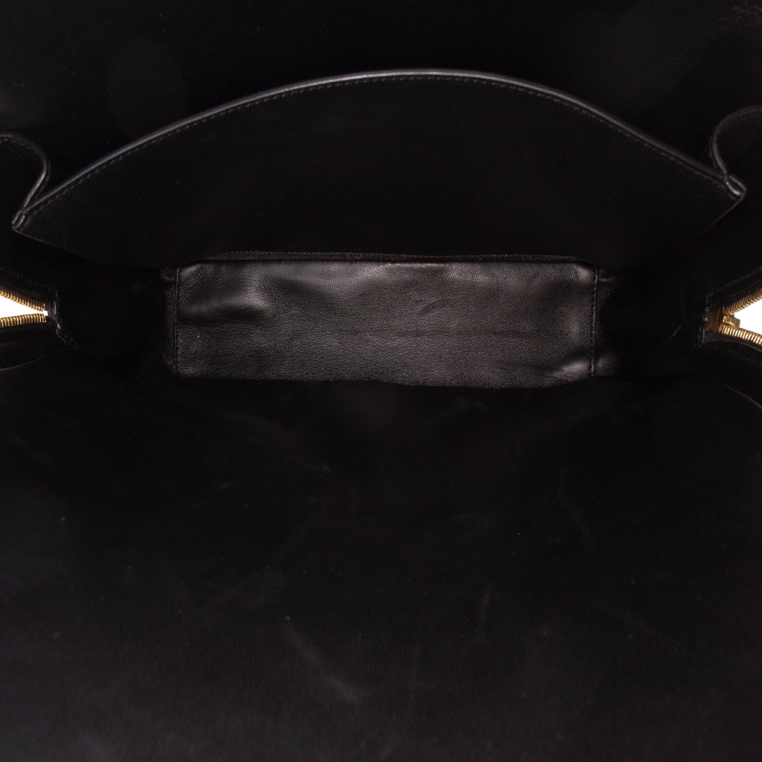 Étui Sac Grand Cuir de veau lisse Noir