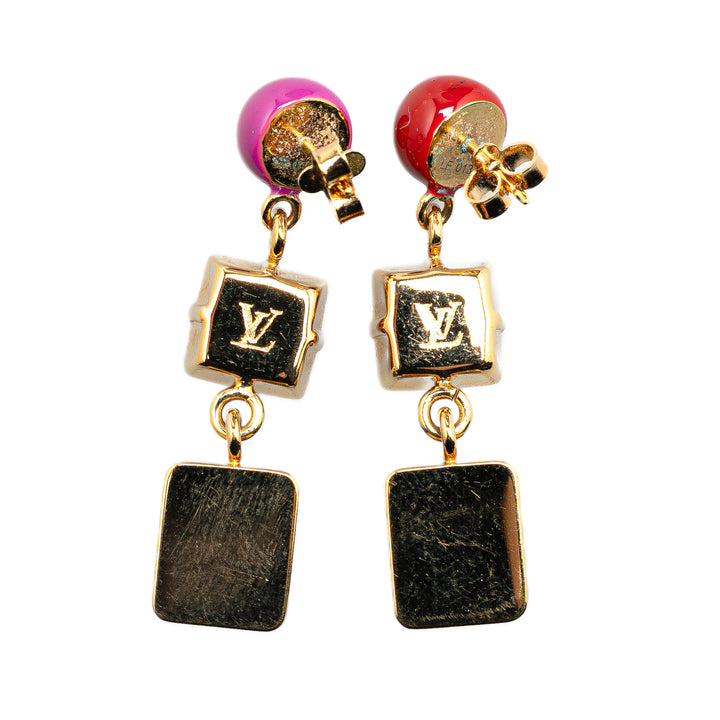 Resin & Crystal Cosmopolitan Drop Push Back Earrings Gold - Gaby Paris