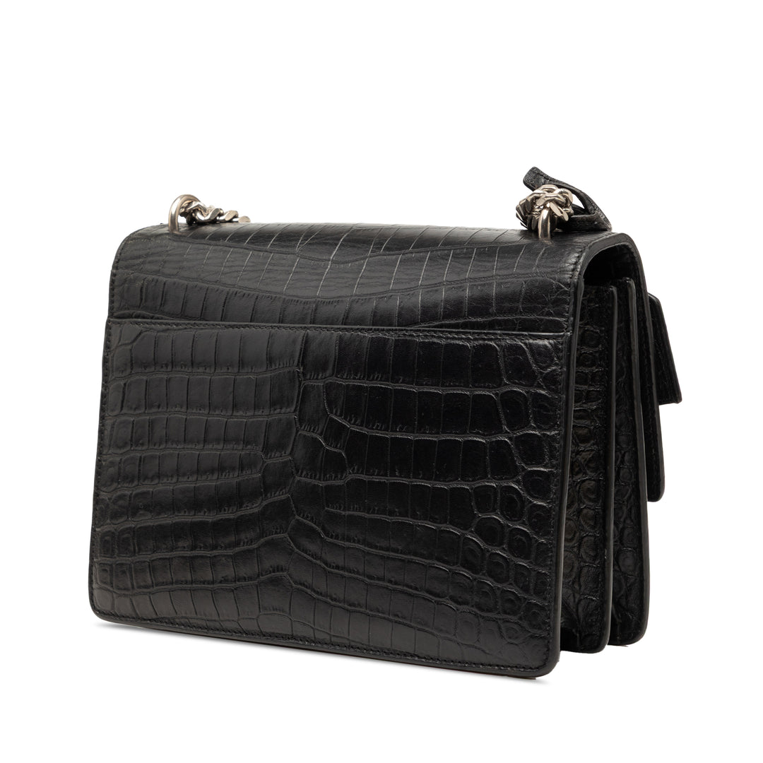 Saint Laurent Medium Croc embossé Cuir Monogram Sunset Sac porté croisé