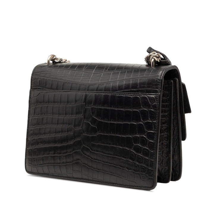 Saint Laurent Medium Croc embossé Cuir Monogram Sunset Sac porté croisé