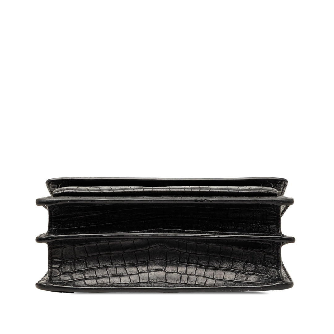 Saint Laurent Medium Croc embossé Cuir Monogram Sunset Sac porté croisé