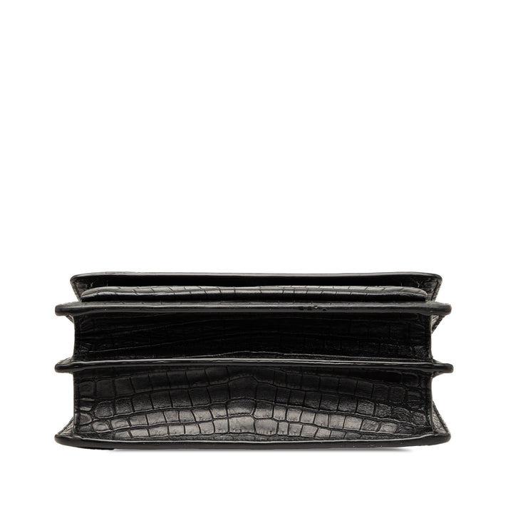 Saint Laurent Medium Croc embossé Cuir Monogram Sunset Sac porté croisé