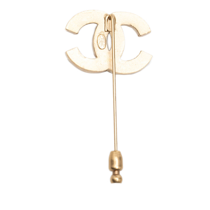 Chanel CC plaqué Perles fantaisie Pin Broche