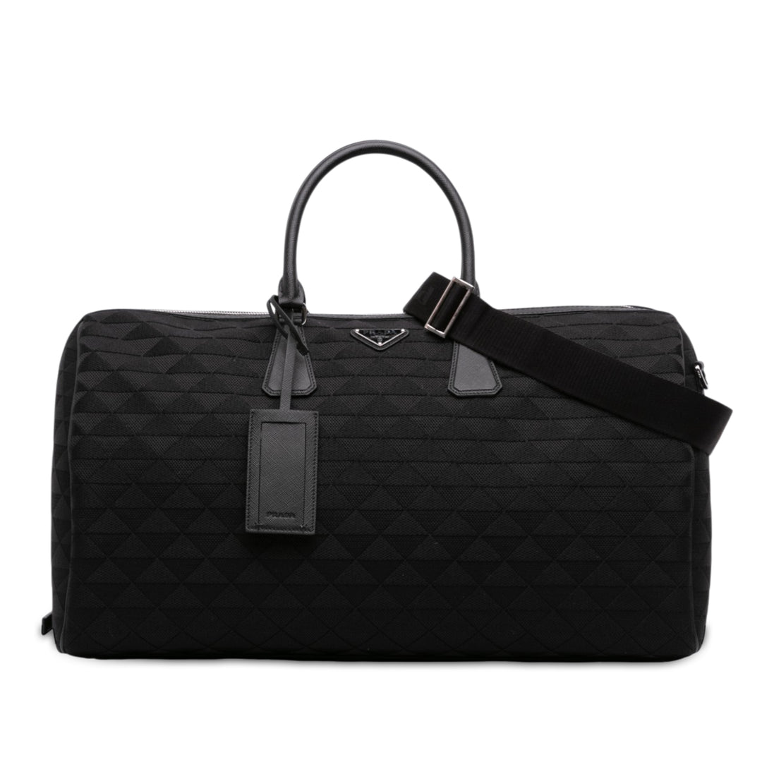 à finitions brodé Sac de voyage Saffiano Noir