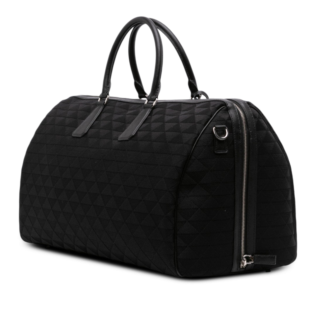 à finitions brodé Sac de voyage Saffiano Noir
