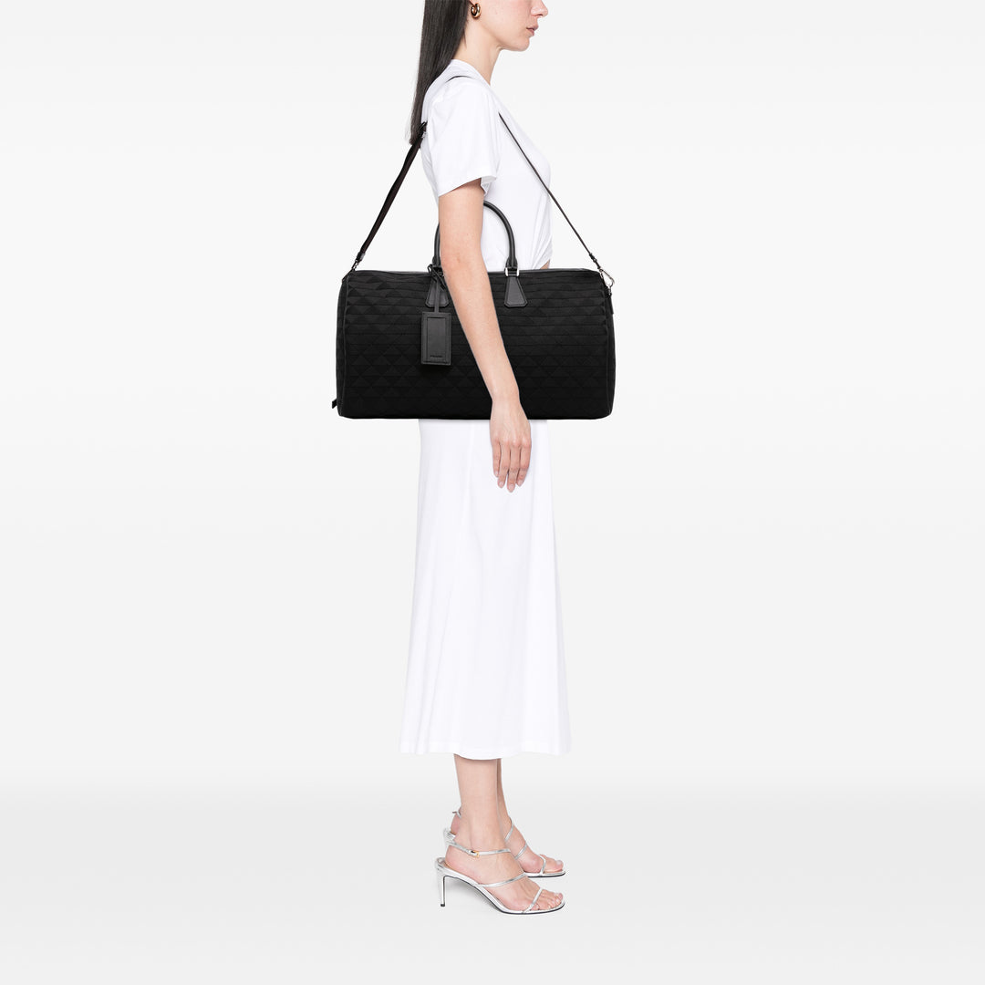 à finitions brodé Sac de voyage Saffiano Noir
