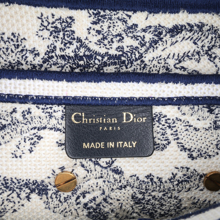 Canvas Embroidered Toile de Jouy Saddle Bag Blue - Gaby Paris
