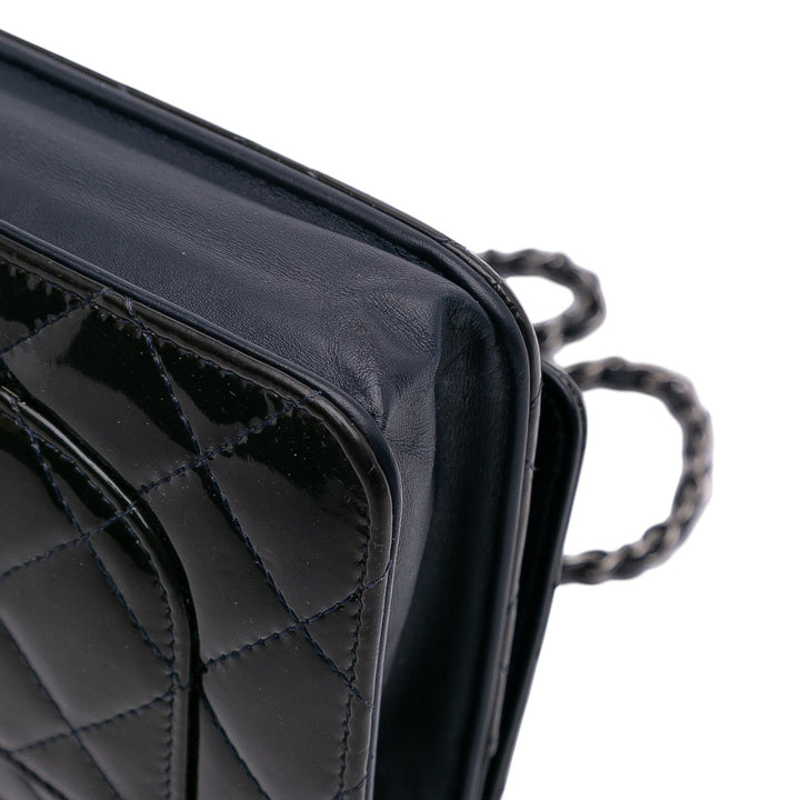 Chanel CC Quilted Cuir verni Wallet On Chain Noir