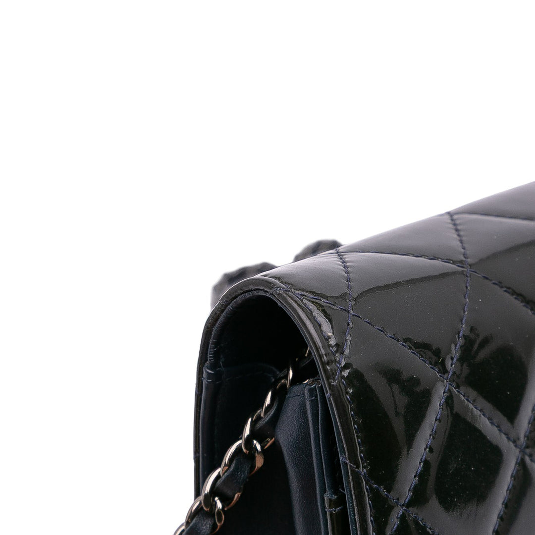 Chanel CC Quilted Cuir verni Wallet On Chain Noir