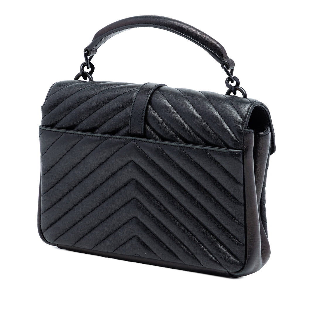 Saint Laurent Medium Chevron Sheepskin Monogram Monochrome College Sac