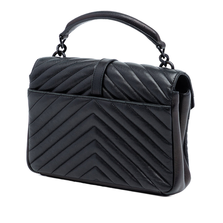 Saint Laurent Medium Chevron Sheepskin Monogram Monochrome College Sac