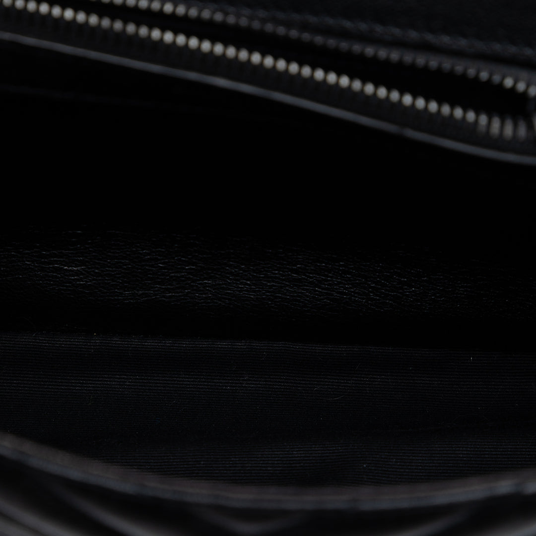 Saint Laurent Medium Chevron Sheepskin Monogram Monochrome College Sac