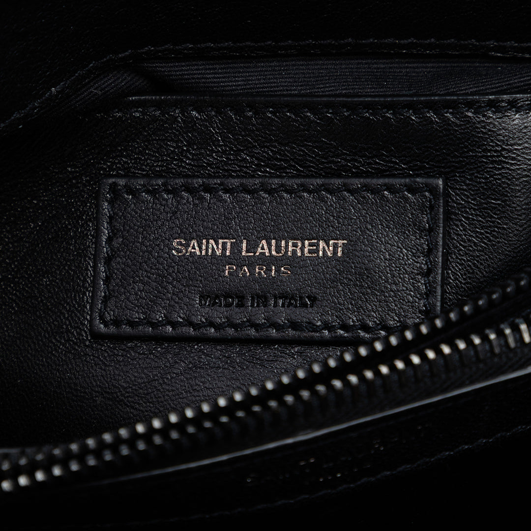 Saint Laurent Medium Chevron Sheepskin Monogram Monochrome College Sac