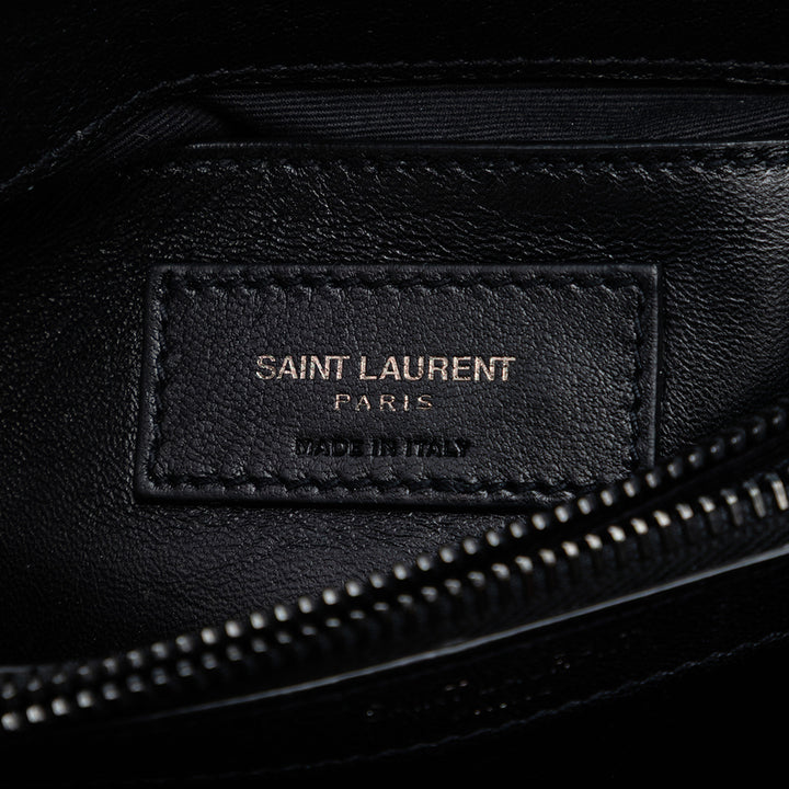 Saint Laurent Medium Chevron Sheepskin Monogram Monochrome College Sac