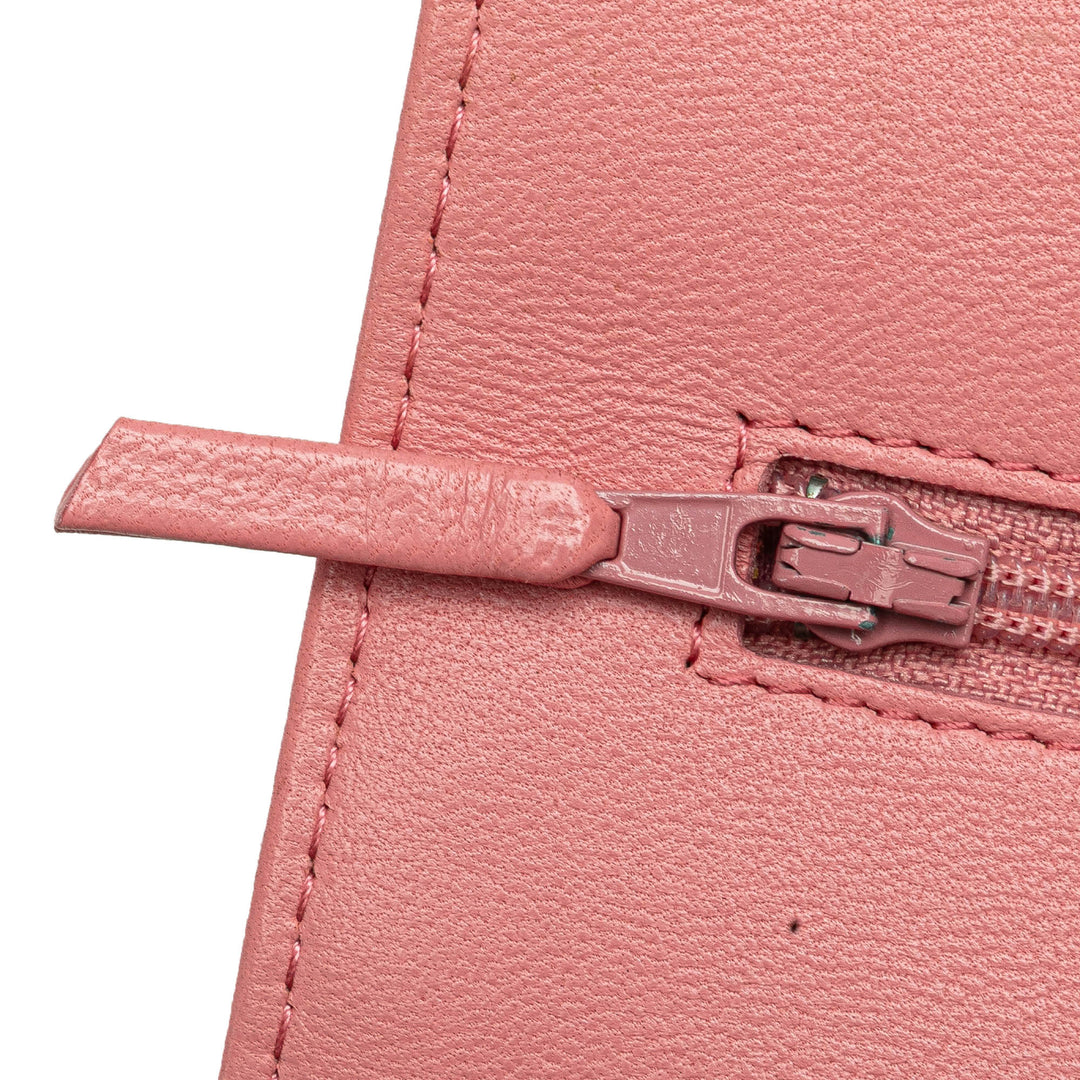 Embossed Lambskin Camellia Wallet On Chain Pink - Gaby Paris