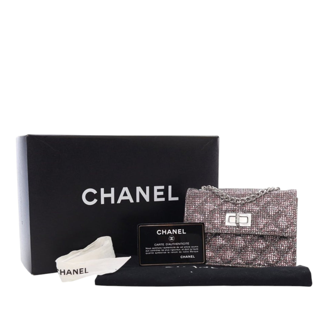 Chanel Mini Glitter Toile Reissue 2.55 Flap Rouge