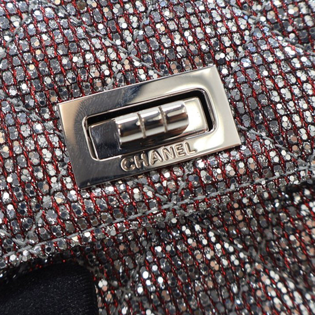 Chanel Mini Glitter Toile Reissue 2.55 Flap Rouge