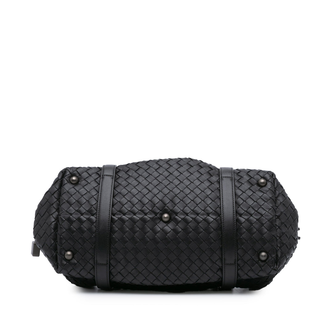 Nappa Intrecciato Montaigne Shoulder Bag Black - Gaby Paris