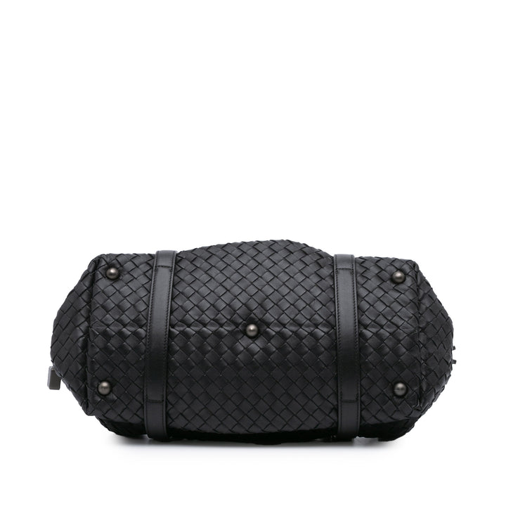 Nappa Intrecciato Montaigne Shoulder Bag Black - Gaby Paris