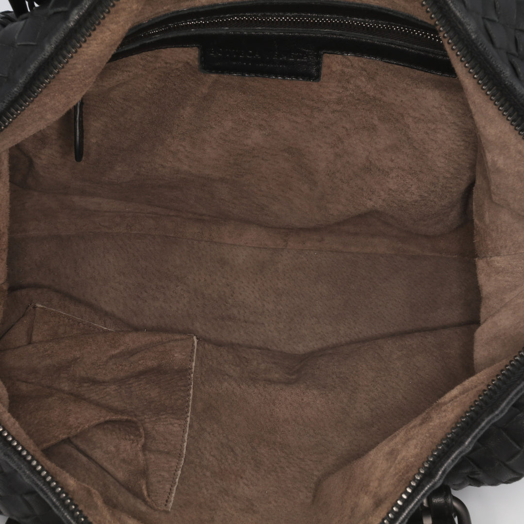 Nappa Intrecciato Montaigne Shoulder Bag Black - Gaby Paris