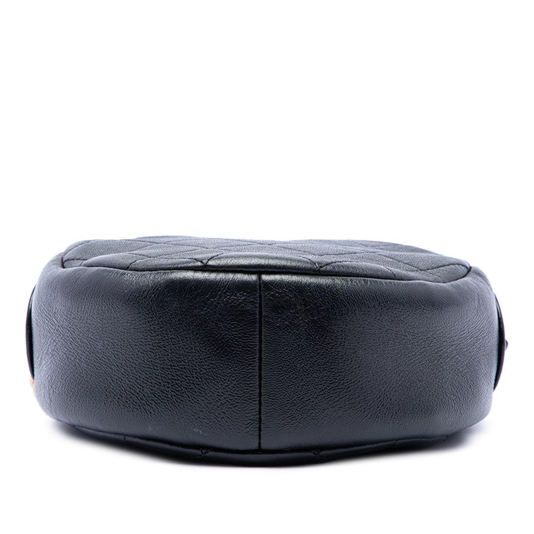 Chanel CC Matelassé Glacé Rond Sac Cuir d'agneau Noir – vue 3 – GABY PARIS
