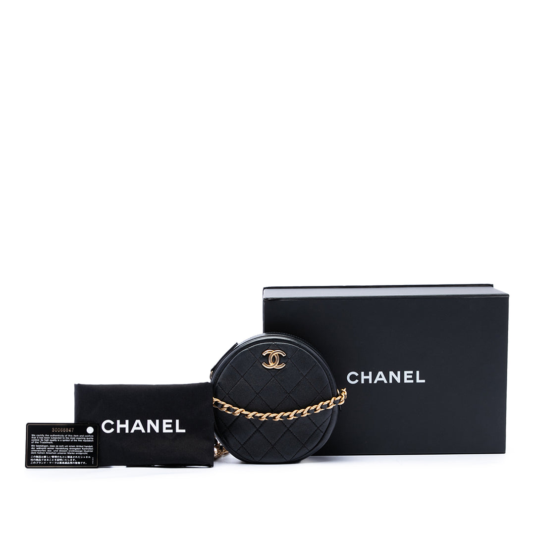 Chanel CC Matelassé Glacé Rond Sac Cuir d'agneau Noir – vue 7 – GABY PARIS