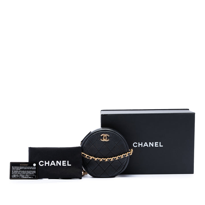 Chanel CC Matelassé Glacé Rond Sac Cuir d'agneau Noir – vue 7 – GABY PARIS
