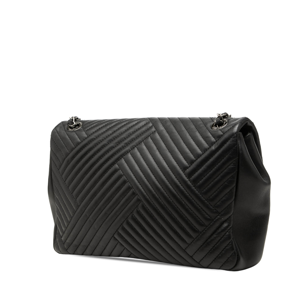 Chanel CC Crossing à rabat Grand Cuir d'agneau Noir – vue 2 – GABY PARIS