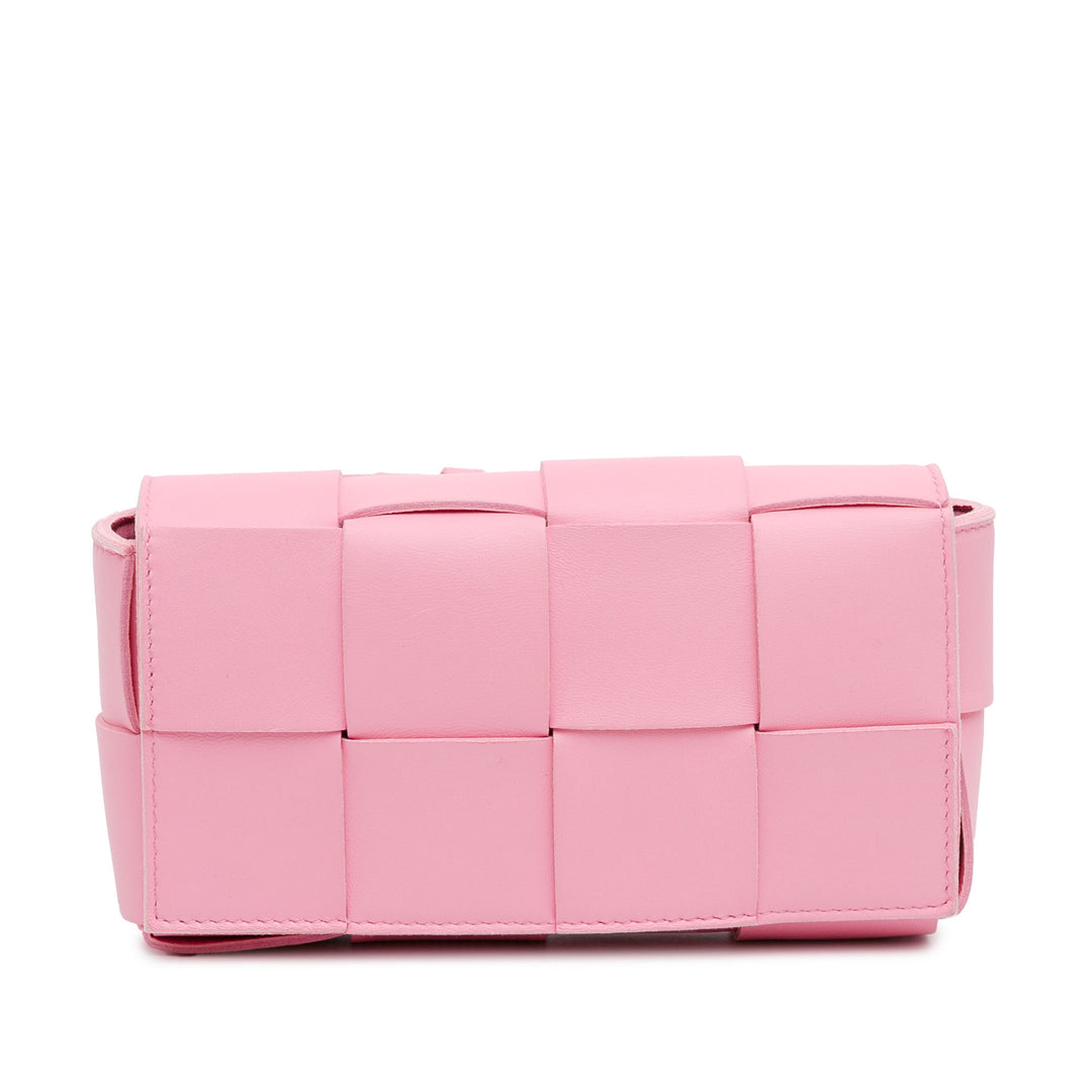 Bottega Veneta Mini Nappa Intrecciato Cassette Belt Bag Pink - GABY PARIS