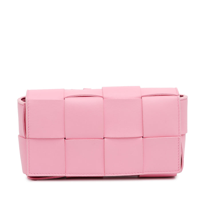 Bottega Veneta Mini Nappa Intrecciato Cassette Belt Bag Pink - GABY PARIS