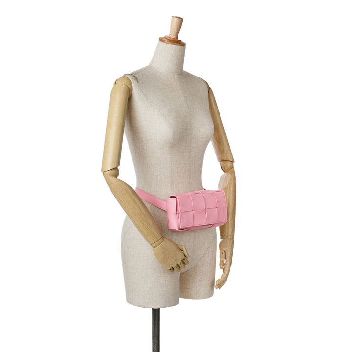 Bottega Veneta Mini Nappa Intrecciato Cassette Belt Bag Pink - GABY PARIS