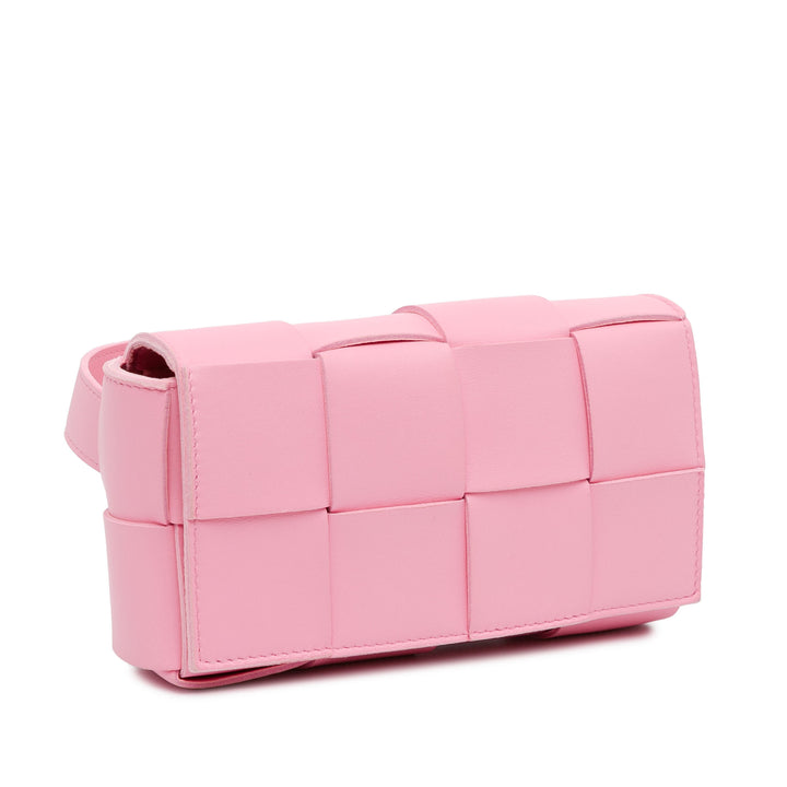 Bottega Veneta Mini Nappa Intrecciato Cassette Belt Bag Pink - GABY PARIS