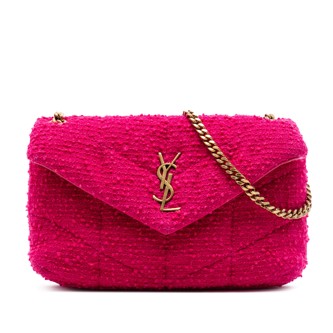 Saint Laurent Toy Matelasse Boucle Tweed Monogram LouLou Puffer Sac porté croisé