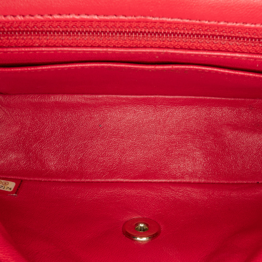 Mini Rectangular Classic Lambskin Single Flap Red - Gaby Paris