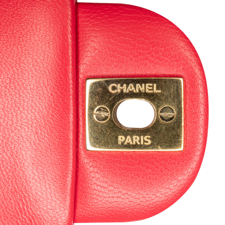 Mini Rectangular Classic Lambskin Single Flap Red - Gaby Paris