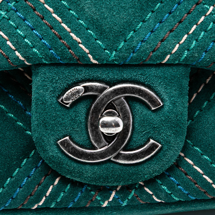 Chanel Paris Edinburgh Medium Surpiqué Daim Saltire Simple rabat