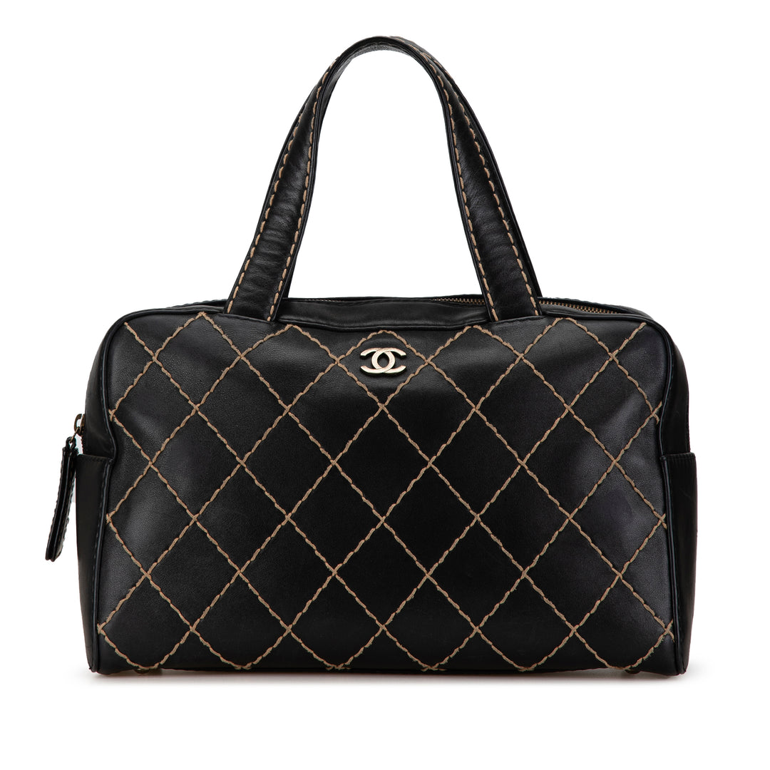 CC Wild Stitch Lambskin Handbag Black - Gaby Paris