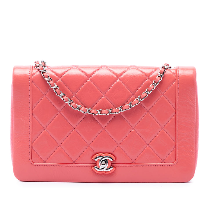 Chanel Matelassé Froissé Bi Vintage Rabat intégral Petit Cuir de veau Rose